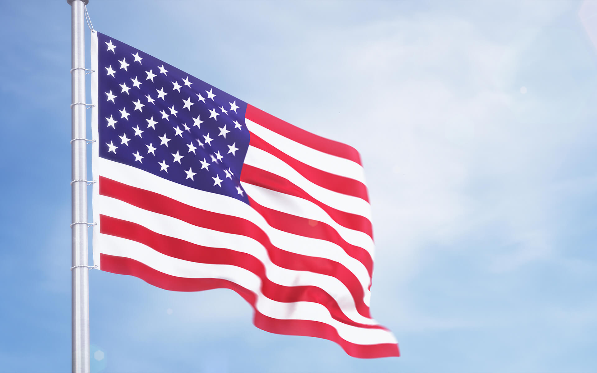 American Flag flying in the wind